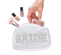 Ginger Ray Beauty case con perle finte impreziosite da spose, accessori per addio al nubilato, 20 x 12 cm, colore: bianco