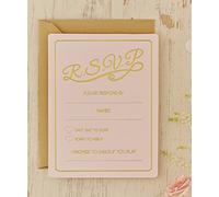 Ginger Ray Biglietti di invito per matrimonio RSVP, colore rosa pastello e oro, confezione da 10