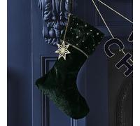 Ginger Ray Calza di Natale ricamata in velluto verde con charm decorazione camino