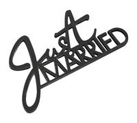 Ginger Ray Cartello da tavolo in legno nero con scritta "Just Married" per