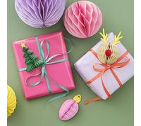 Ginger Ray Confezione da 3 decorazioni natalizie in carta velina a nido d'ape, renna, albero e palline