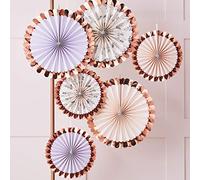 Ginger Ray Confezione da 6 decorazioni per tè e feste in oro rosa con motivo floreale e pastello