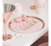 Ginger Ray & Blush Wedding Paper Plate Confezione da 8, Carta, Oro Rosa