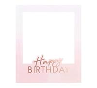 Ginger Ray - Cornice per fotografie e selfie, arredo scenico con scritta "Happy Birthday", colore oro rosa