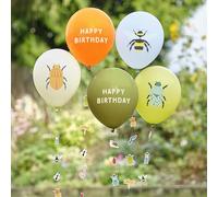 Ginger Ray Creepy Crawly Palloncini in lattice con 5 coda di insetto decorazioni per feste di compleanno per bambini, multicolore