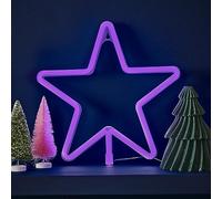 Ginger Ray- Decorazione da Tavolo per caminetto con Luce al Neon a Forma di Stella, Tinta Unita, MB-134