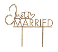 Ginger Ray Decorazione per torta in legno con scritta "Just Married", marrone, 0,3 x 15 x 13 cm, 20 grammi