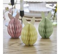 Ginger Ray Decorazioni pasquali a forma di coniglietto pasquale a nido d'ape per la tavola, confezione da 3