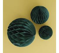 Ginger Ray Decorazioni per feste a nido d'ape, confezione da 3 pezzi, colore: verde