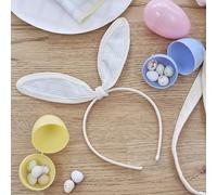 Ginger Ray - Gingham Print Fabric Bunny Ears Headband Easter Egg Hunt Wearable Accessory 14 cm, Children's, Multi