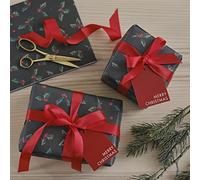 Ginger Ray Holly - Set di carta da regalo natalizia con etichette regalo e nastro, colore: Verde