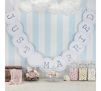 Ginger Ray Just Married Bunting - Banner decorativo per matrimoni o feste, in pizzo vintage