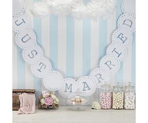 Ginger Ray Just Married Bunting - Banner decorativo per matrimoni o feste, in pizzo vintage