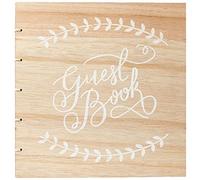 Ginger Ray with White Script Font Libro degli Ospiti per Matrimonio, in Legno, con Scritta Bianca, Beige, 32 Page
