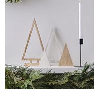 Ginger Ray Mantlepiece - Albero in legno contemporaneo, confezione da 4 decorazioni natalizie per la casa, ornamenti