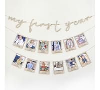 Ginger Ray "My First Year" Letter Bunting Garland with Pegs and 12x Photo Frames Baby's 1st Birthday Hanging Decoration 1.5m