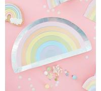 Ginger Ray Piatti di carta a forma di arcobaleno pastello, stoviglie per feste, confezione da 8, multicolore