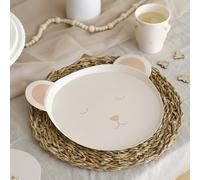 Ginger Ray Piatti di carta bianchi a forma di orsetto, per baby shower, confezione da 8, neutri