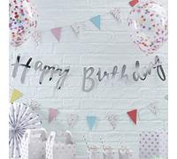 Ginger Ray PM-227 - Festone di compleanno, in carta, colore: Argento