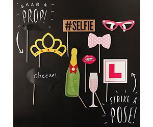 Ginger Ray PP-647 Team Bride & Groom Wedding Photo Booth Props with Gold Foil & Glitter Multicolor Bachelorette misto