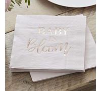 Ginger Ray Rose Gold And Blush Baby Shower 16 Tovaglioli, 16 x 16 centimetri