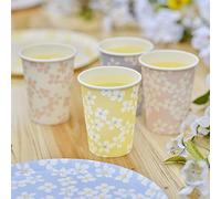 Ginger Ray Spring Ditsy, bicchieri per feste in carta mista, motivo floreale, confezione da 8, multicolore