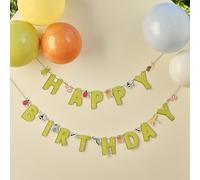 Ginger Ray Striscione con scritta in inglese "Happy Birthday", con scritta in inglese "Creepy Crawly Bugs Happy Birthday", decorazione per feste di compleanno per bambini, 1,5