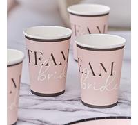 Ginger Ray Team Bride - Bicchieri di carta per addio al nubilato, confezione da 8, colore: Rosa
