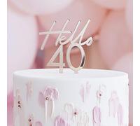 Ginger Ray - Topper in acrilico per torta di compleanno Hello 40, colore: Oro rosa