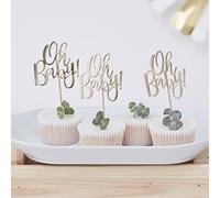 Ginger Ray- Topper per Torta Confezione da 12, Oro, OB-105
