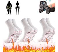Ginger Tech 3 paia di calzini dimagranti in tormalina, autoriscaldanti per agopressione, con ipertermia termoterapeutica, per uomini e donne, bianco, Taglia unica