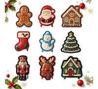 GINGER TECH Mini stampi per torta di Natale, riutilizzabili in rilievo per | Set per pasticceria con Babbo Natale, pupazzo di neve, renna, albero, fai da te, per torte, biscotti e dolcetti