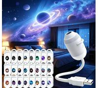 GINGER TECH Proiettore di luce notturna olografica 5D Smart Dynamic, Plug-and-Play, regolabile a 360°, alimentazione USB, planetario cielo stellato, regalo per bambini