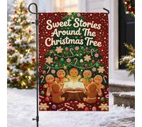 Gingerbread Biscuits Storytime Citazione Biscotto Natale Garden Flag 30,5 | Illustrazione fantasiosa, Bandiera del cortile, tema del libro di fiabe, decorazione del cortile all'aperto