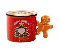 Gingerbread Ceramic Mug - Tea Cup Ceramic Gingerbread Man Coffee Mugs, Novelty Couple Ceramic Mug, Creative Water Cup with Gingerbread Handle Couple Drink Mup for Hot Chocolate & Milk