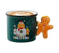Gingerbread Ceramic Mug - Tea Cup Ceramic Gingerbread Man Coffee Mugs, Novelty Couple Ceramic Mug, Creative Water Cup with Gingerbread Handle Couple Drink Mup for Hot Chocolate & Milk