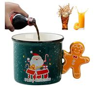 Gingerbread Ceramic Mug - Tea Cup Ceramic Gingerbread Man Coffee Mugs, Novelty Couple Ceramic Mug, Creative Water Cup with Gingerbread Handle Couple Drink Mup for Hot Chocolate & Milk