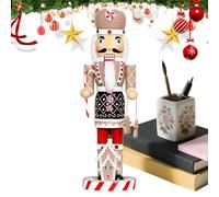 Gingerbread Christmas Nutcracker - 510G Decor in legno, ornamento decorativo in legno, statua tradizionale | Figurine uniche per il centrotavola da tavolo libreria per la festa della fe