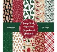Gingerbread Christmas Scrapbook Paper Pad Decorative Patterned 8" x 8" for Cardmaking Junk Journal Decoupage Aesthetic Mixed Media Art Collage 10 designs double sided 40 pages