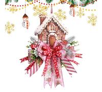 Gingerbread Christmas Wreath, 20 Inch Artificial Holiday Door Sign, Seasonal Decoration, Farmhouse Fence Courtyard Porch Patio School Window Or Classroom, 19.7x13.8x2.4 In