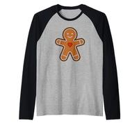 Gingerbread Cookie Love Happy Xmas Costume di Natale Maglia con Maniche Raglan