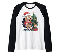 Gingerbread Gaming Chair Christmas Tree Cool Gamer Maglia con Maniche Raglan
