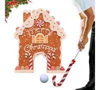 Gingerbread Golf Game Set,Christmas Mini-Golf Course, Portable Golf Toy with Candy Cane Club & Balls,Funny Christmas Party Game for Living Room Outdoor Parties Holiday Celebration-1 tao