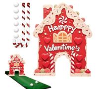 Gingerbread Golf Game Set - Valentine's & Holiday Putting Toy with Candy Cane Clubs and Balls For Indoor Fun, Family Games, Home, Living Room, Birthday Or Party Night