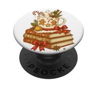 Gingerbread Hot Cocoa & Books Cozy Christmas Reader PopSockets PopGrip Adesivo