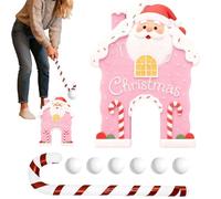 Gingerbread House Mini Golf Game with Stick, Candy Cane Stick with Balls, Portable Gingerbread Christmas Mini Golf Toy with Candy Cane Sticks | Fun Indoor Outdoor Family Game for Holiday Party