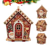 Gingerbread House Pearl Art Kit,diy Christmas Pearl Beads Art(A)