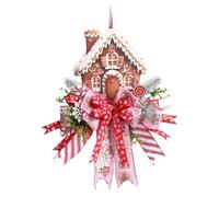 Gingerbread House Wreath - 50cm Front Door Decor Sign, Outdoor Christmas Decoration for Home Farmhouse School Courtyard Classroom Window Fence Porch Tree | Festive Holiday Accent Perfect Seasonal Cele