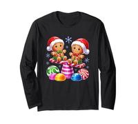 Gingerbread Kids Candy Cane Vacanza Divertimento Maglia a Manica