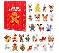 Gingerbread Man Adventt Calendar - 2D Set, 2D Gingerbread Man Christmas Countdown Calendar | 24-Day Ornament Set for Tree, Wall, Desk, Car & Home | Holiday Countdown Gift, Christmas Tree Decoration
